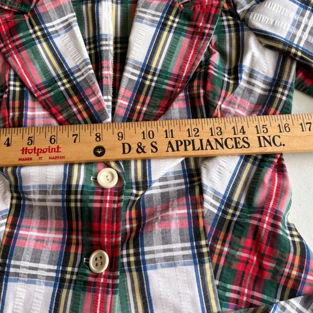 Vintage Pins & Needles Plaid Blazer Women's XS Tartan Preppy Tailored Jacket 70s